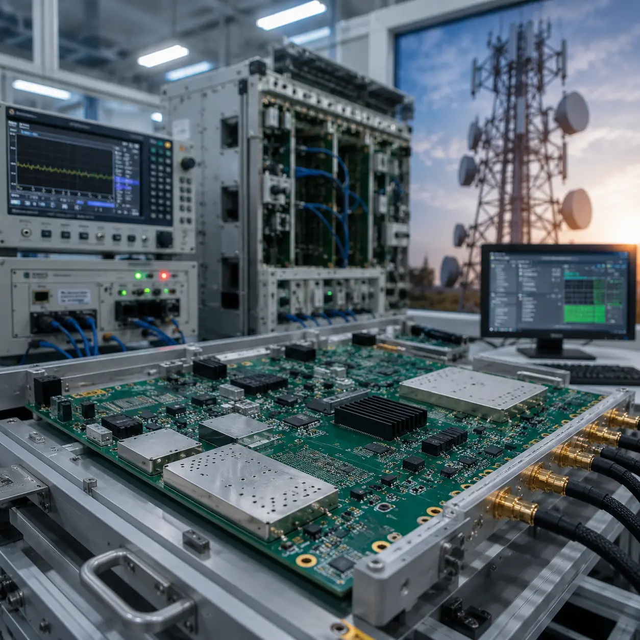 5G base station PCB assembly — zero field failures across initial network deployment batch.